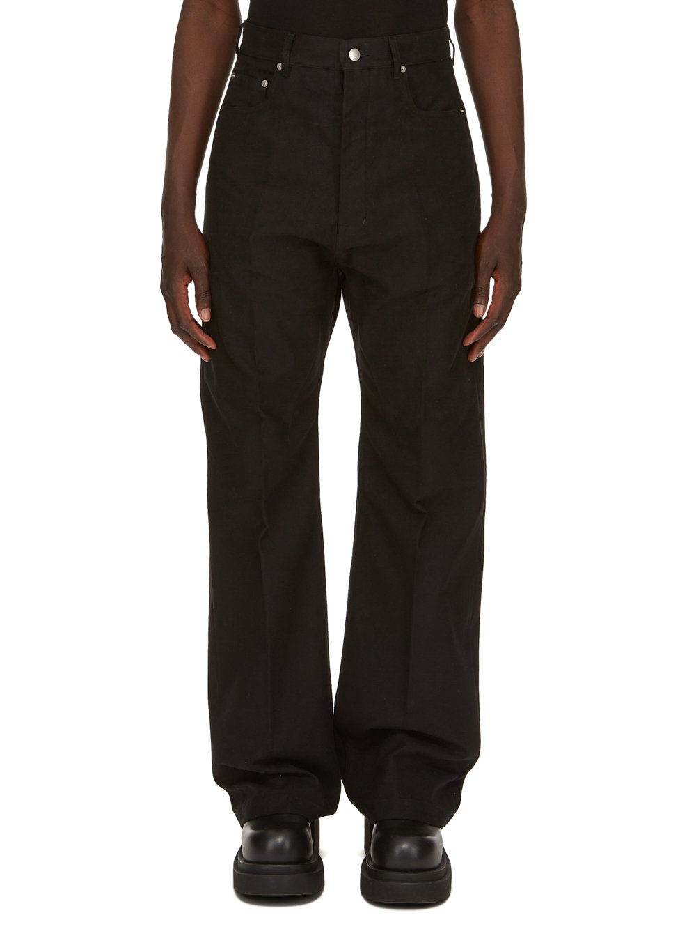 RICK OWENS FW23 LUXOR GETH JEANS IN BLACK HEAVY MOLESKIN