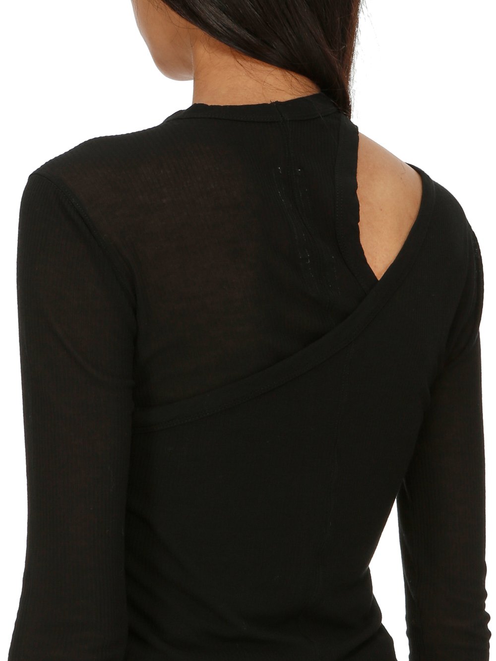 RICK OWENS FW23 LUXOR BANANA LS T IN VISCOSE SILK RIB JERSEY