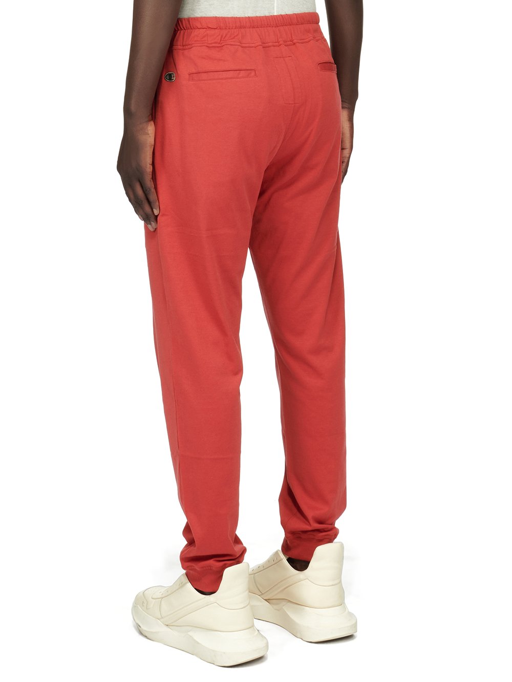 CHAMPION X RICK OWENS PRISONER DRAWSTRING IN CARNELIAN RED COMPACT COTTON FELPA