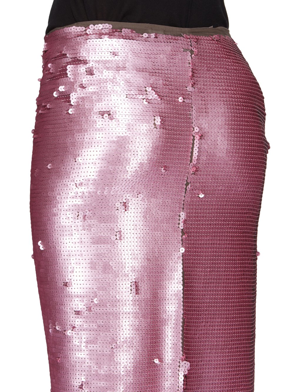 RICK OWENS FW23 LUXOR RUNWAY EDFU SKIRT RUNWAY LENGTH IN DUST AND PINK SEQUIN EMBROIDERED SILK CHIFFON