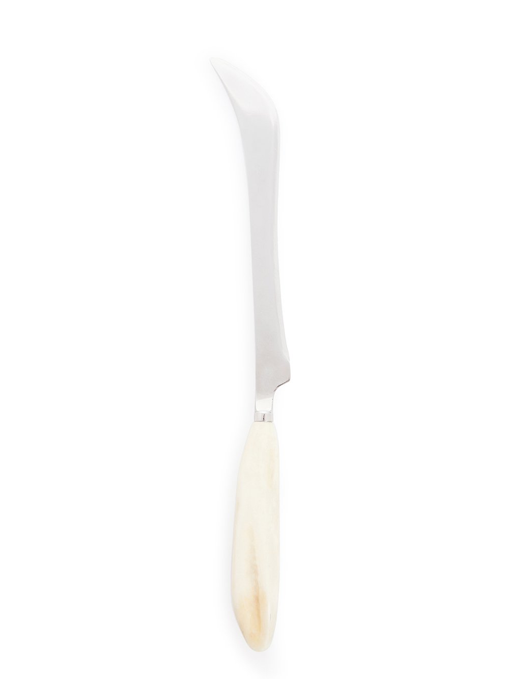 RICK OWENS CARVING KNIFE FEATURES A LONG AND SHARP STERLING TOP AND A SHORT, NATURAL COLOR BONE HANDLE.