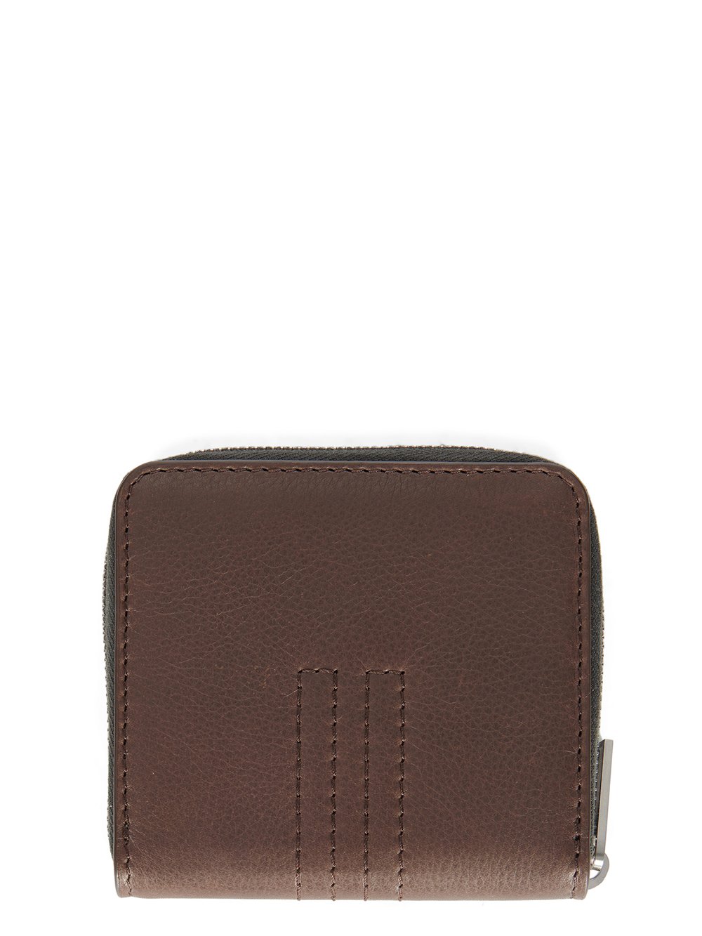 RICK OWENS FW23 LUXOR ZIPPED WALLET IN BROWN SOFT GRAIN COW LEATHER