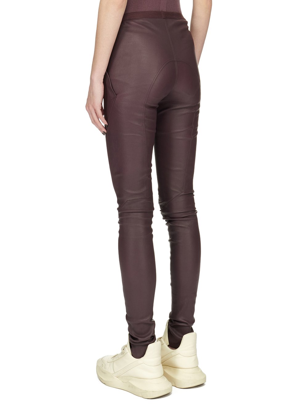 RICK OWENS FW23 LUXOR LEGGINGS IN AMETHYST PURPLE STRETCH LAMB LEATHER