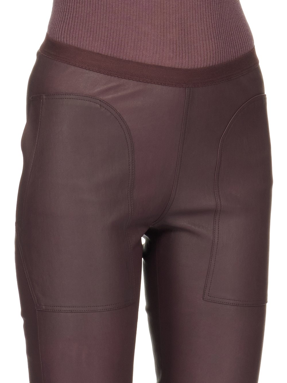 RICK OWENS FW23 LUXOR LEGGINGS IN AMETHYST PURPLE STRETCH LAMB LEATHER