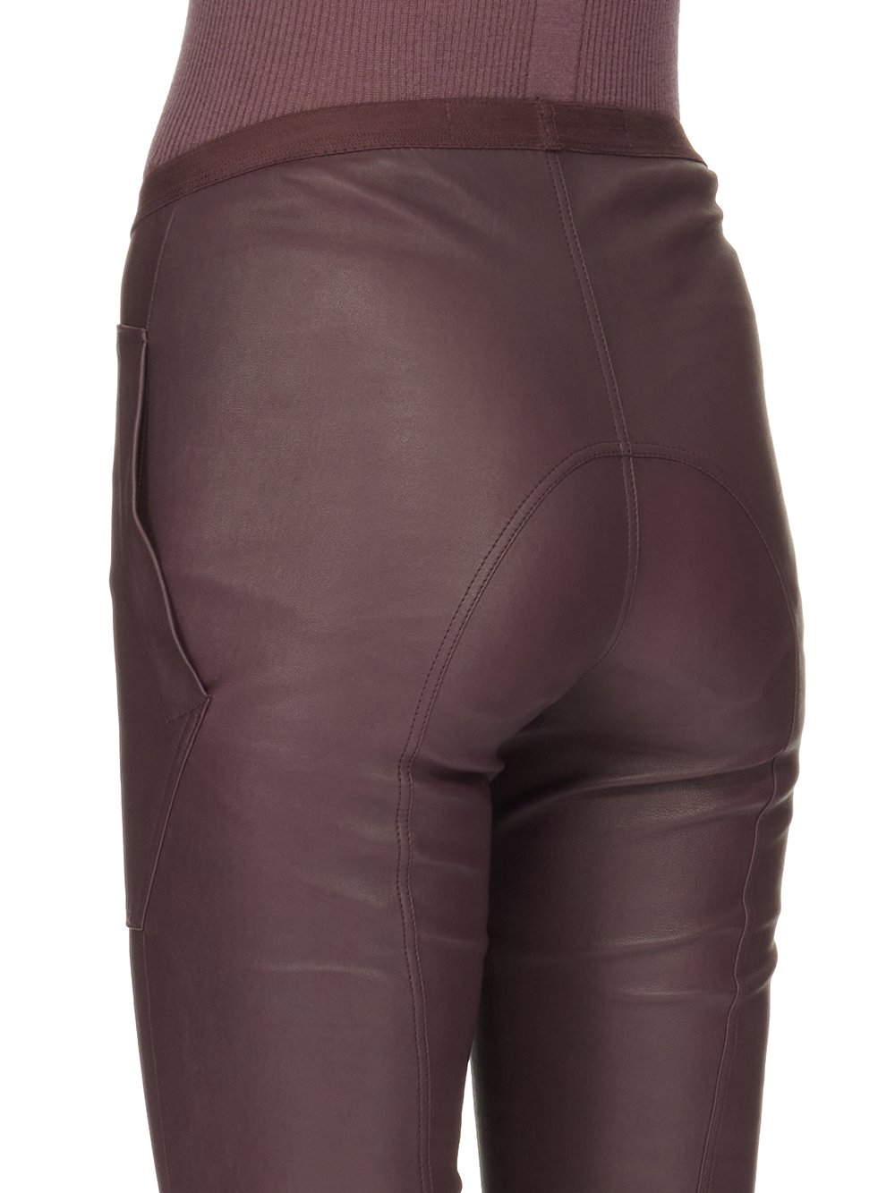 RICK OWENS FW23 LUXOR LEGGINGS IN AMETHYST PURPLE STRETCH LAMB LEATHER