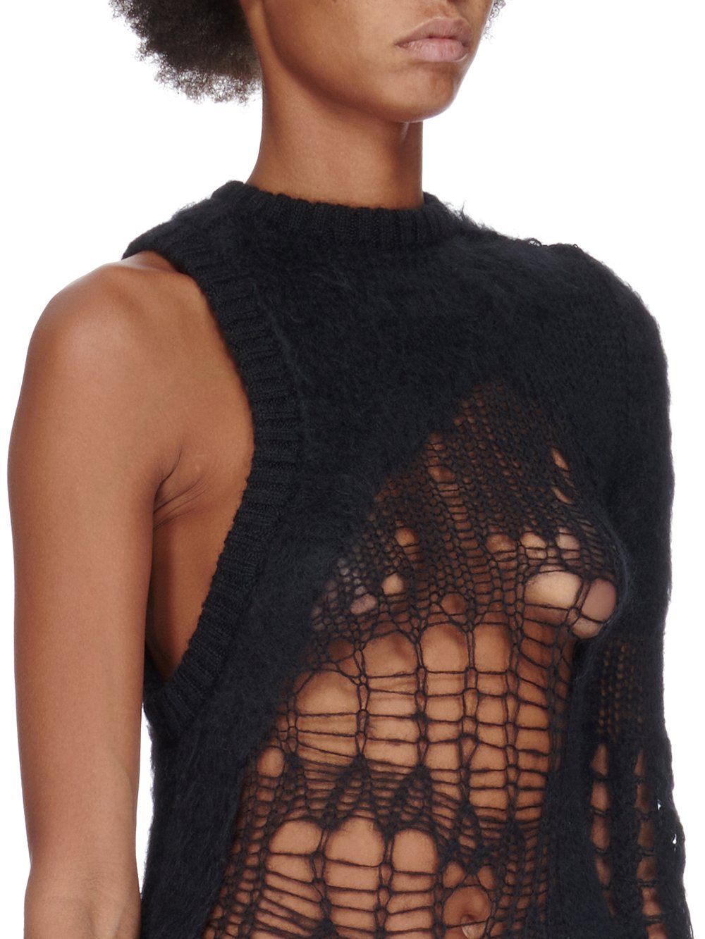 RICK OWENS FW23 LUXOR SPIDER BANANA IN BLACK SPIDER KNIT