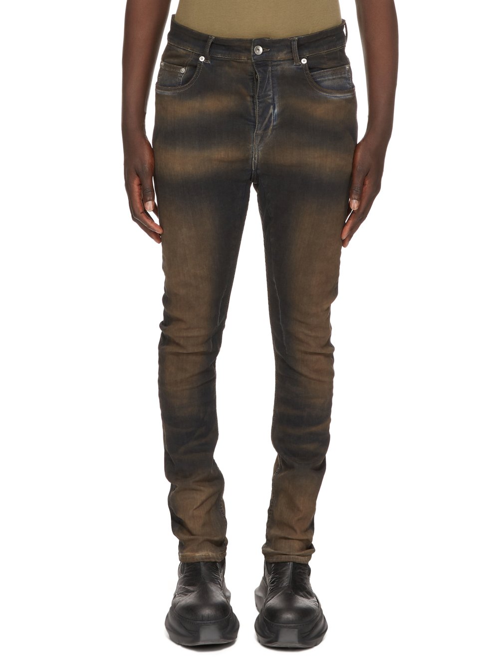 DRKSHDW FW23 LUXOR DETROIT CUT IN MUD WASHED STRETCH DENIM