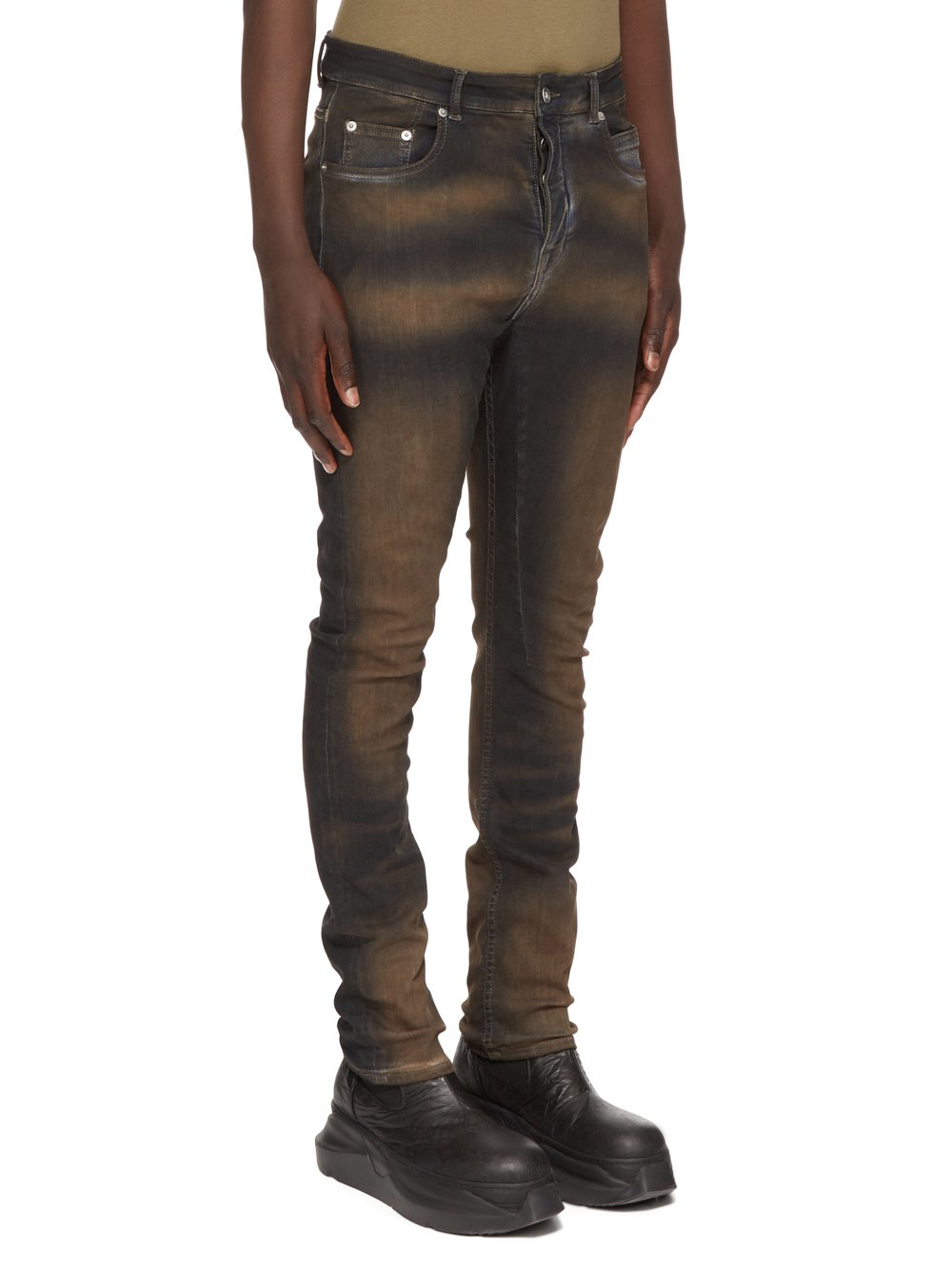 DRKSHDW FW23 LUXOR DETROIT CUT IN MUD WASHED STRETCH DENIM