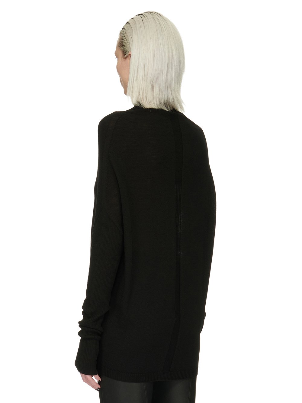 RICK OWENS FW23 LUXOR CRATER KNIT IN BLACK LIGHTWEIGHT RASATO KNIT