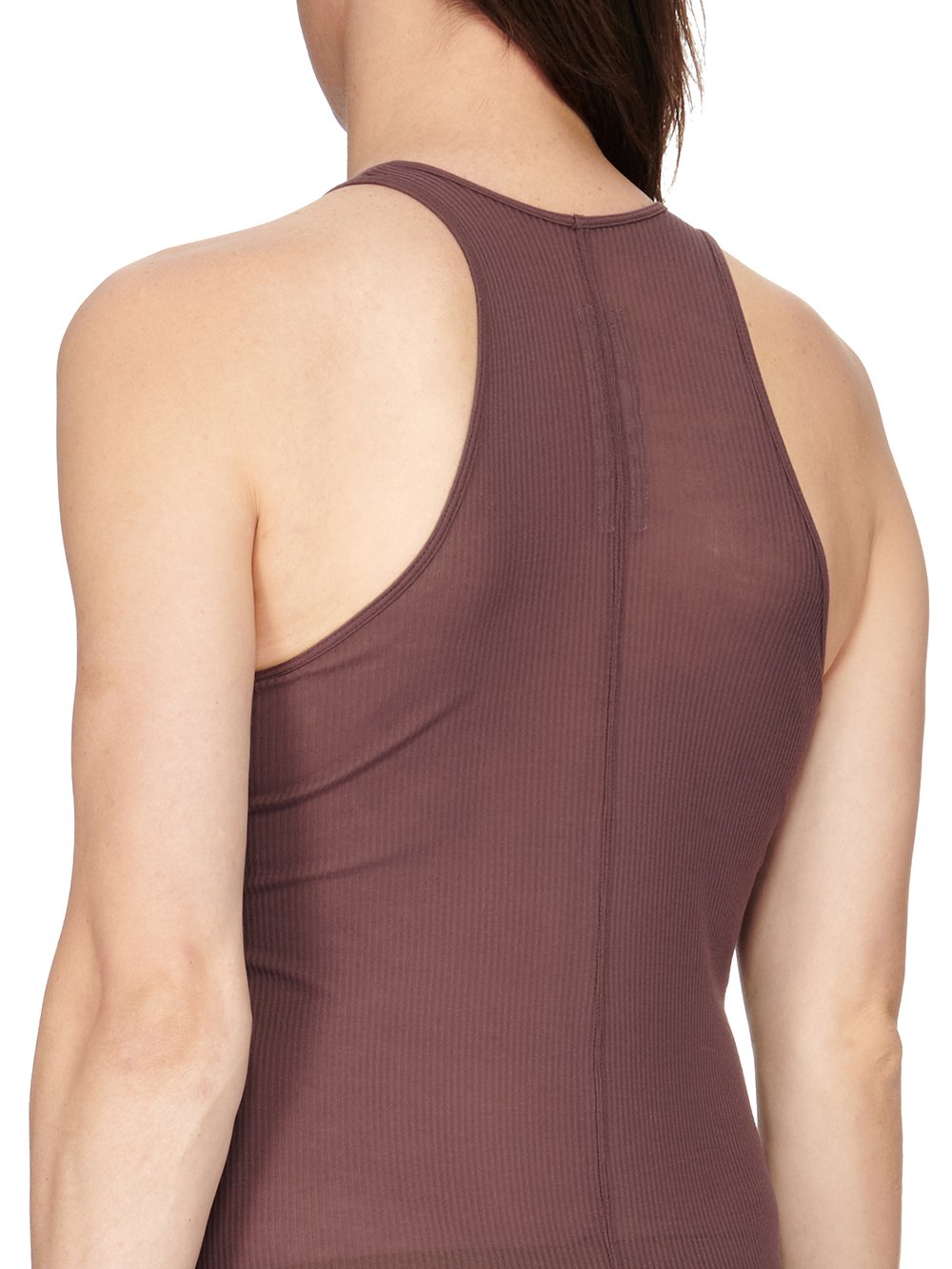 RICK OWENS FW23 LUXOR BASIC RIB TANK IN AMETHYST PURPLE VISCOSE SILK RIB JERSEY