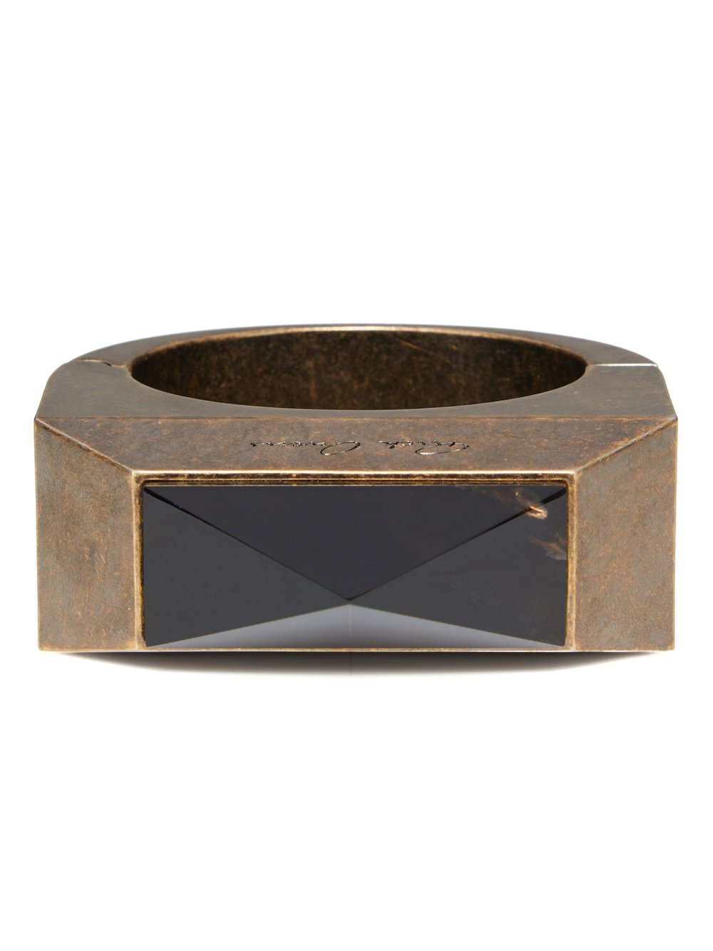 RICK OWENS CRYSTAL PYRAMID BANGLE IN ALUMINIUM AND SMOKEY QUARTZ