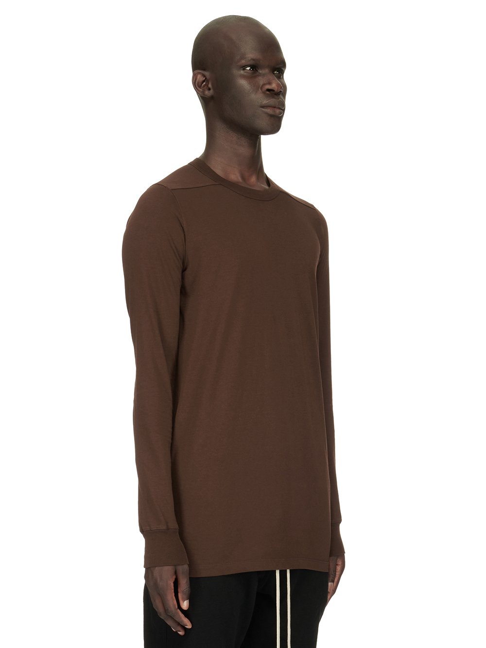 RICK OWENS FW23 LUXOR LEVEL LS T IN BROWN CLASSIC COTTON JERSEY