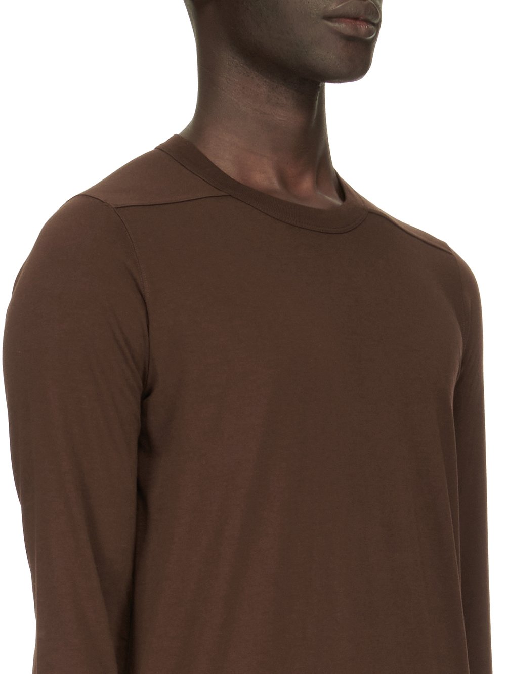 RICK OWENS FW23 LUXOR LEVEL LS T IN BROWN CLASSIC COTTON JERSEY