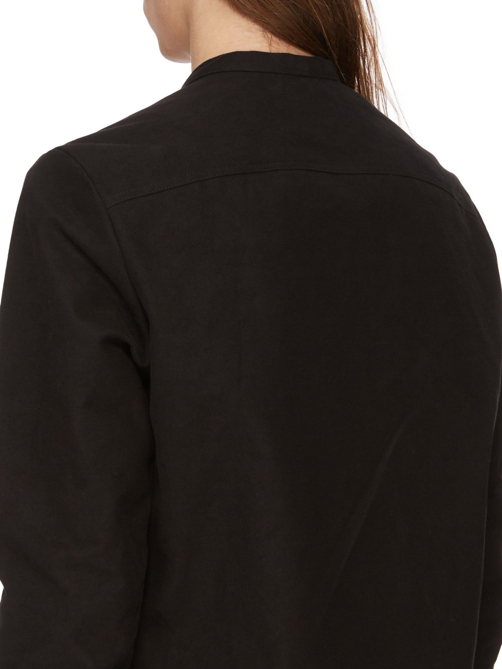 RICK OWENS FW23 LUXOR RUNWAY SECRET LARRY SHIRT IN BLACK MOLESKIN