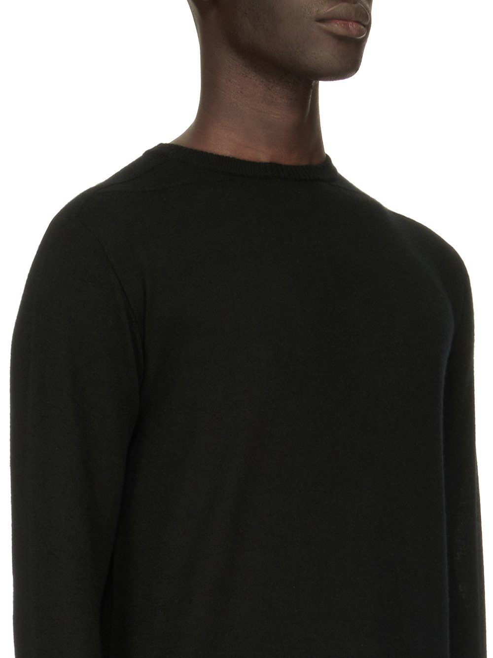 RICK OWENS FW23 LUXOR OVERSIZED ROUND NECK IN BLACK LIGHTWEIGHT RASATO KNIT