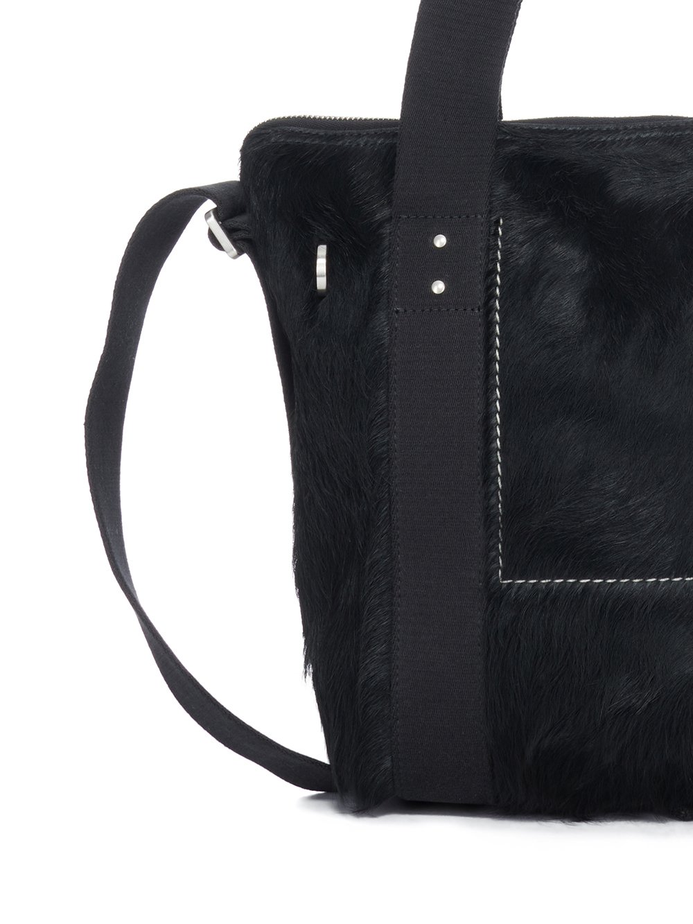 RICK OWENS FW23 LUXOR MINI TROLLEY IN BLACK LONG HAIR PONY