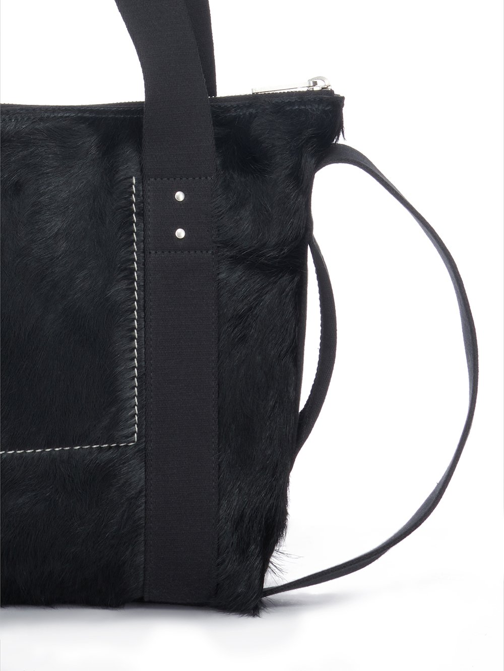 RICK OWENS FW23 LUXOR MINI TROLLEY IN BLACK LONG HAIR PONY