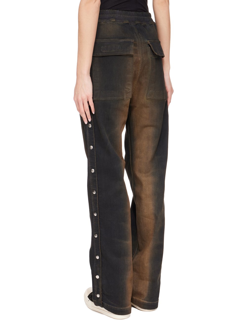 RICK OWENS FW23 LUXOR PUSHER PANTS IN MUD WASHED STRETCH DENIM