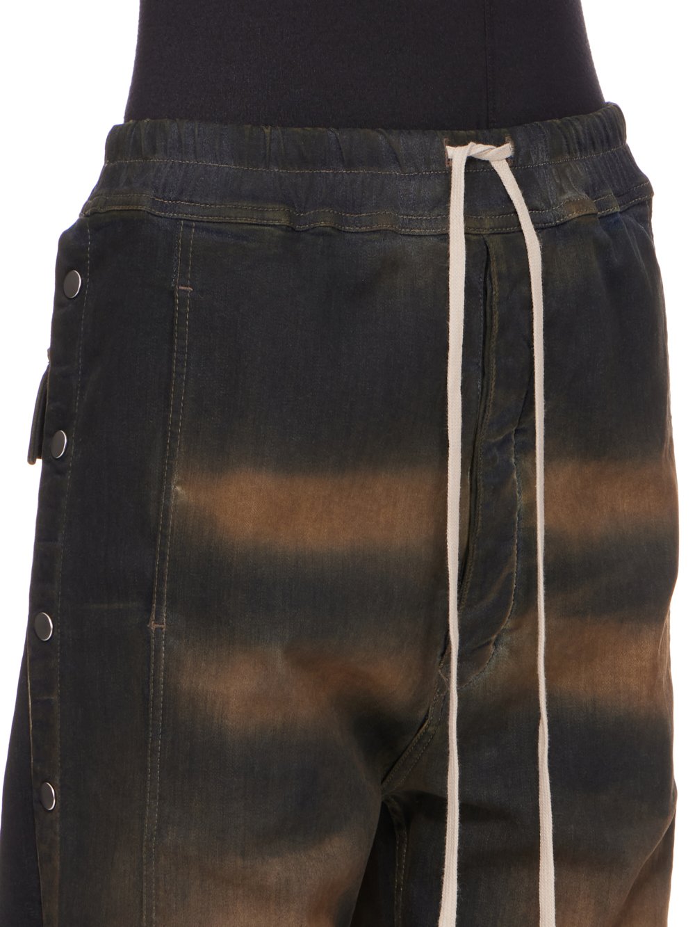 RICK OWENS FW23 LUXOR PUSHER PANTS IN MUD WASHED STRETCH DENIM