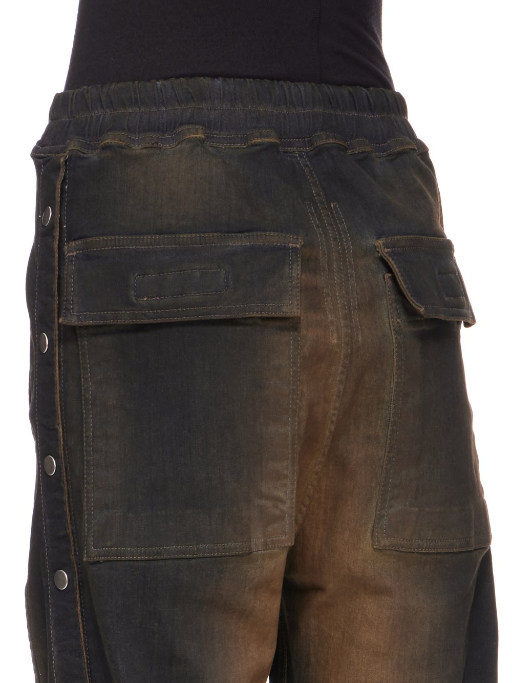 RICK OWENS FW23 LUXOR PUSHER PANTS IN MUD WASHED STRETCH DENIM