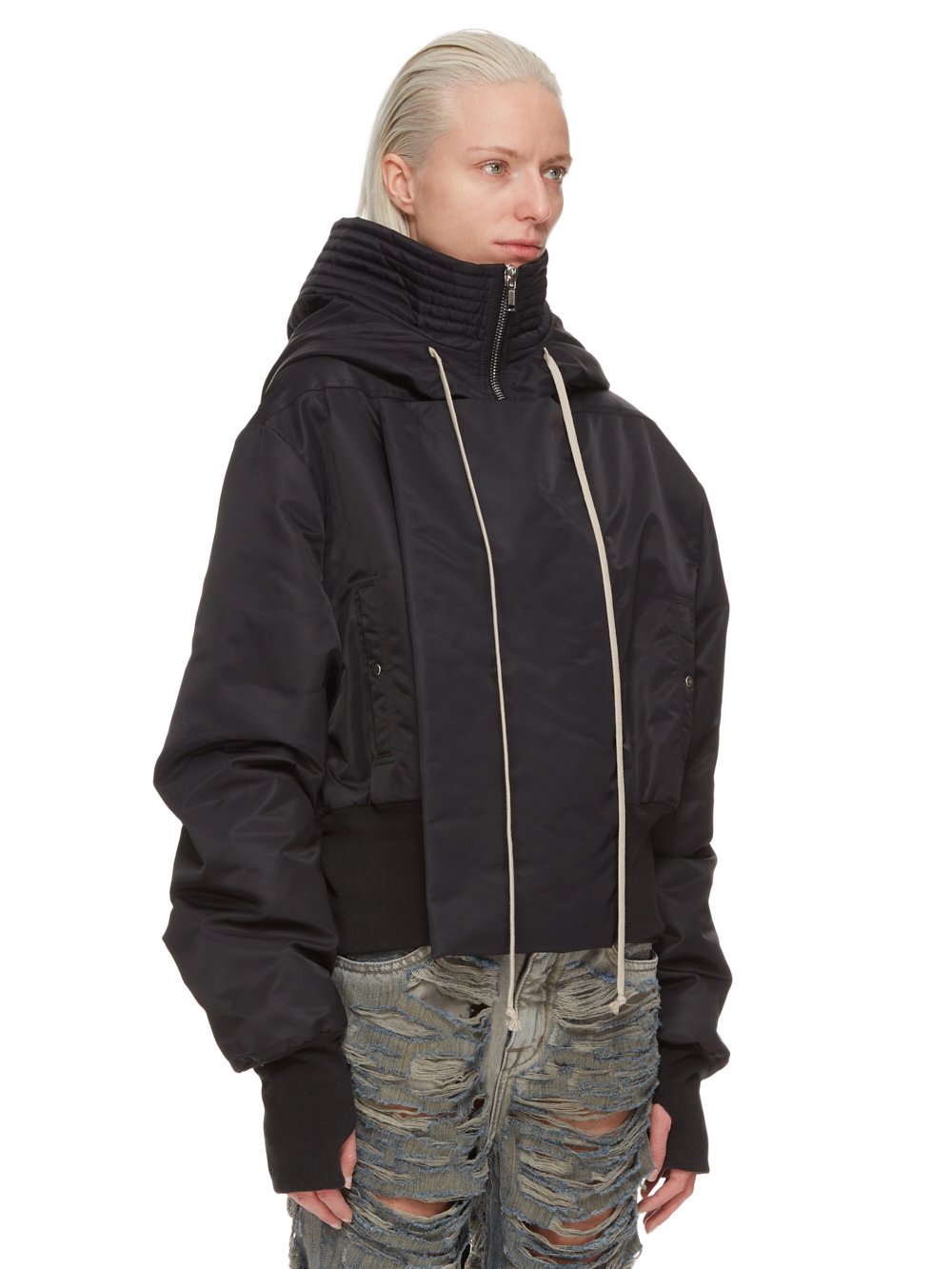 DRKSHDW FW23 LUXOR ALICE PARKA IN BLACK AND PALE GREEN RECYCLED BOMBER