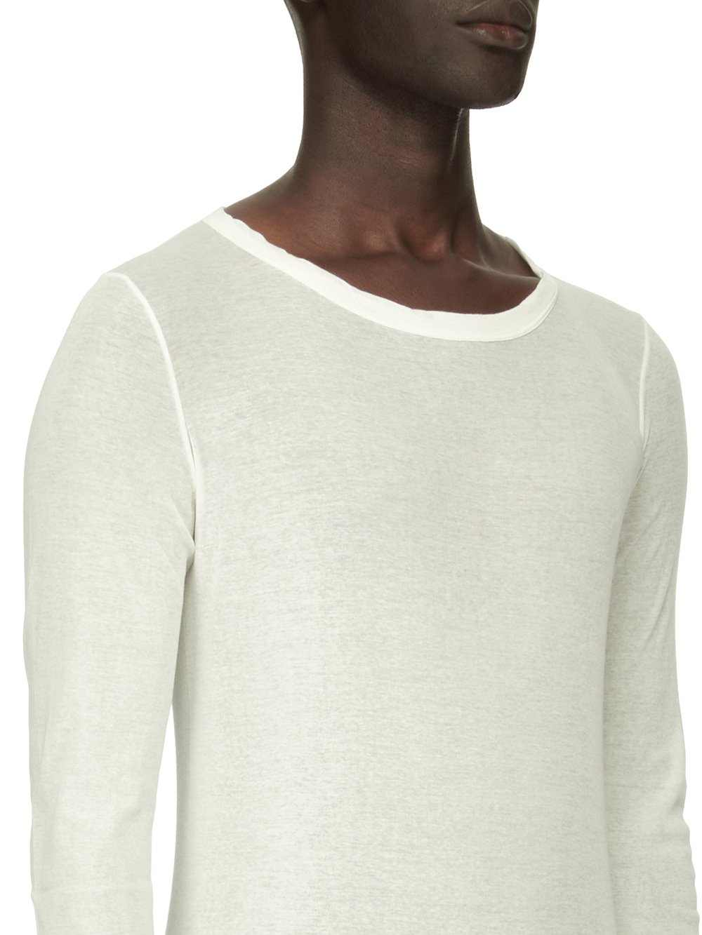 RICK OWENS FOREVER RIB LS T IN MILK MINI RIB JERSEY