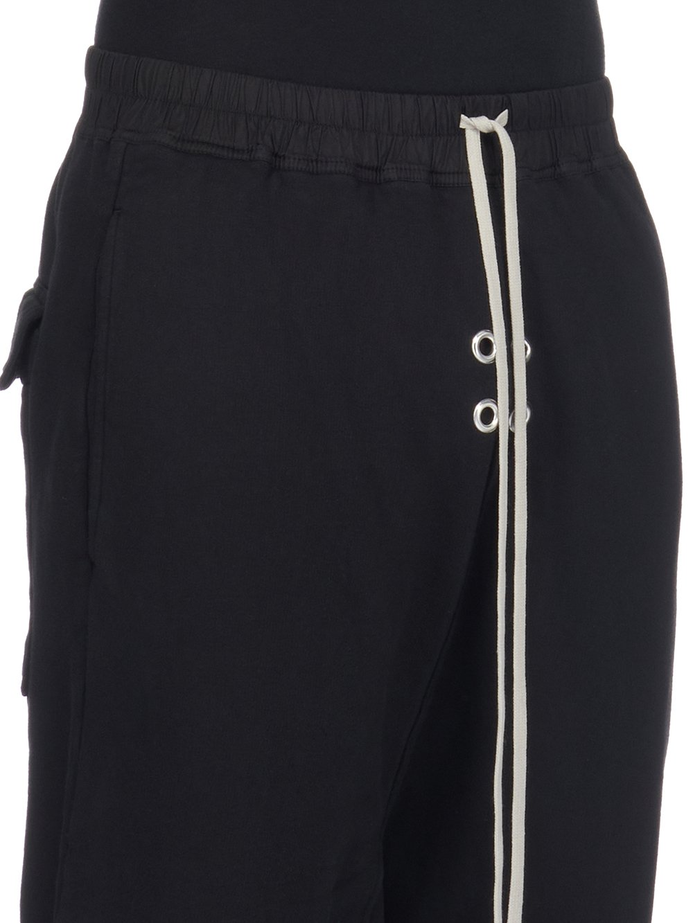 DRKSHDW FW23 LUXOR GIMP DRAWSTRING PODS IN BLACK FURKA HEAVY SWEATSHIRT 