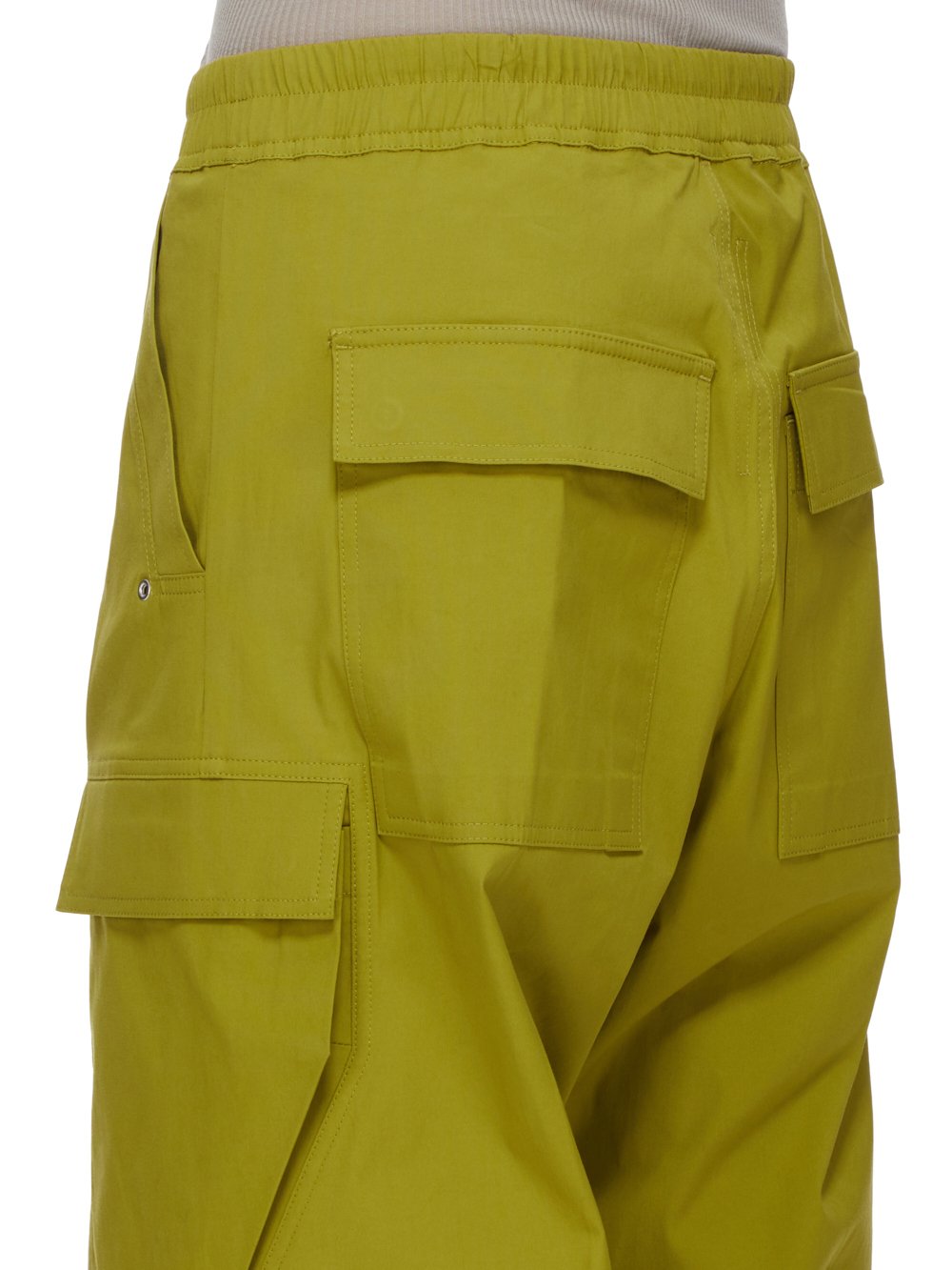 RICK OWENS FW23 LUXOR CARGO BELAS IN ACID YELLOW HEAVY COTTON POPLIN