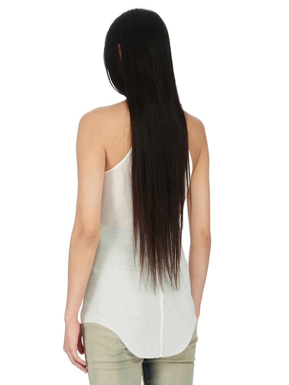 RICK OWENS FW23 LUXOR RUNWAY BASIC RIB TANK IN VISCOSE SILK RIB JERSEY