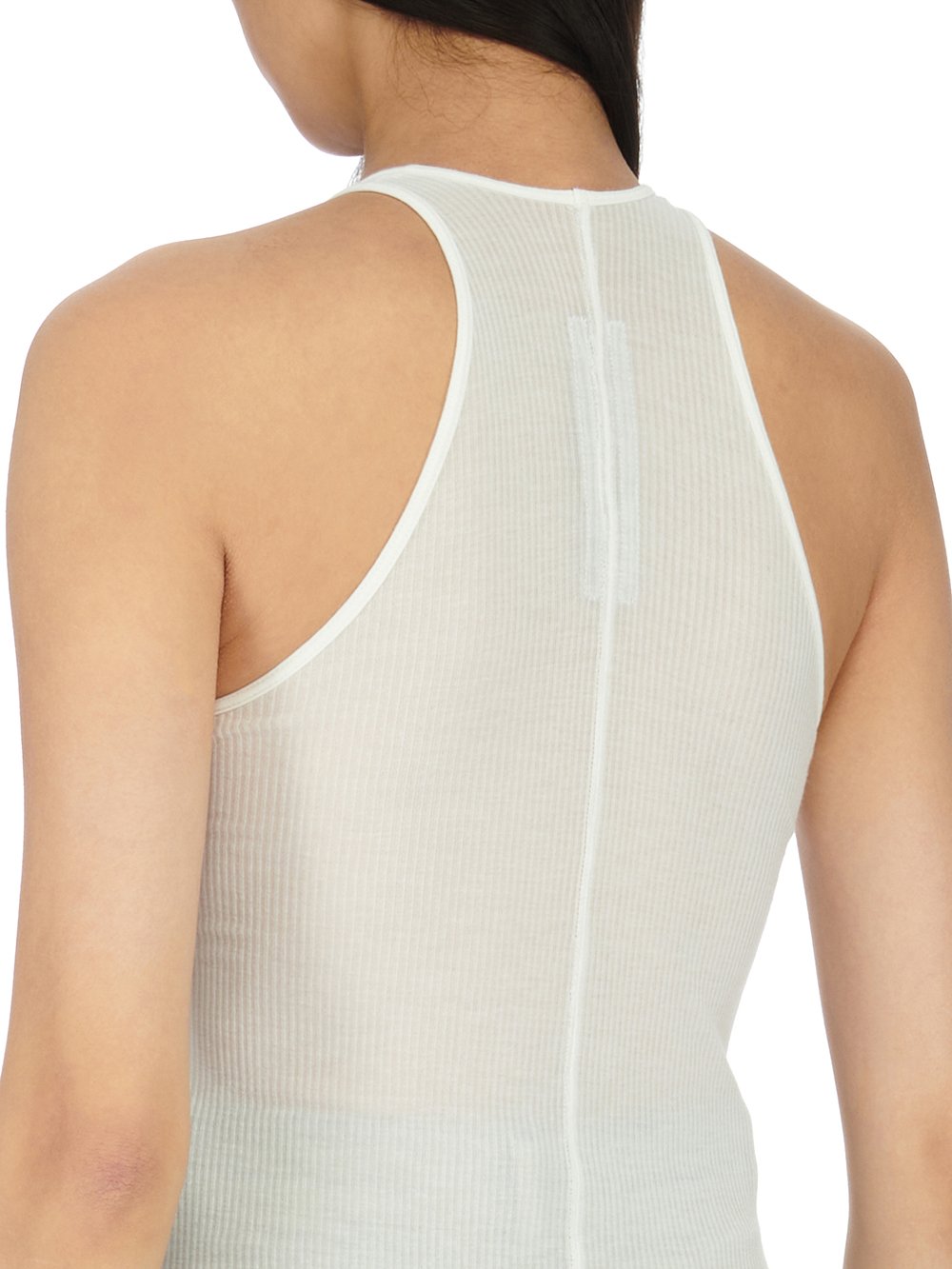 RICK OWENS FW23 LUXOR RUNWAY BASIC RIB TANK IN VISCOSE SILK RIB JERSEY