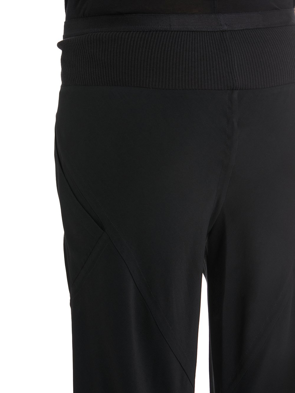 RICK OWENS FOREVER BIAS PANTS IN BLACK CADY CREPE. 