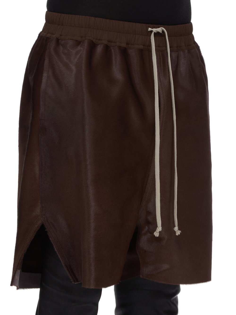 RICK OWENS FW23 LUXOR BOXERS IN BROWN SOFT PONY