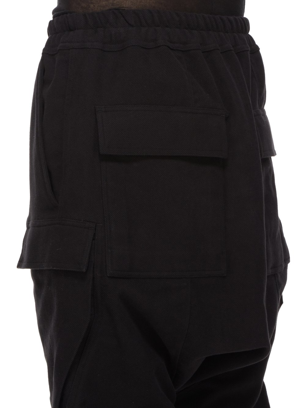 RICK OWENS FW23 LUXOR CARGO LONG IN  BLACK BRUSHED HEAVY TWILL