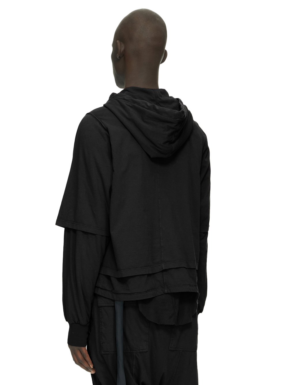 RICK OWENS FW23 LUXOR ZIPPED HUSTLER HOODIE IN BLACK MEDIUM WEIGHT COTTON JERSEY 