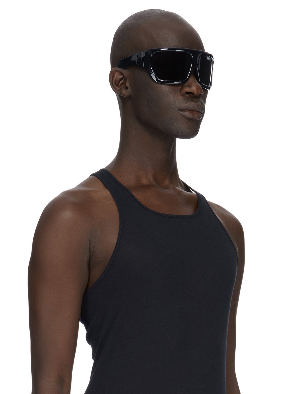 RICK OWENS DAVIS SUNGLASSES IN SHINY BLACK