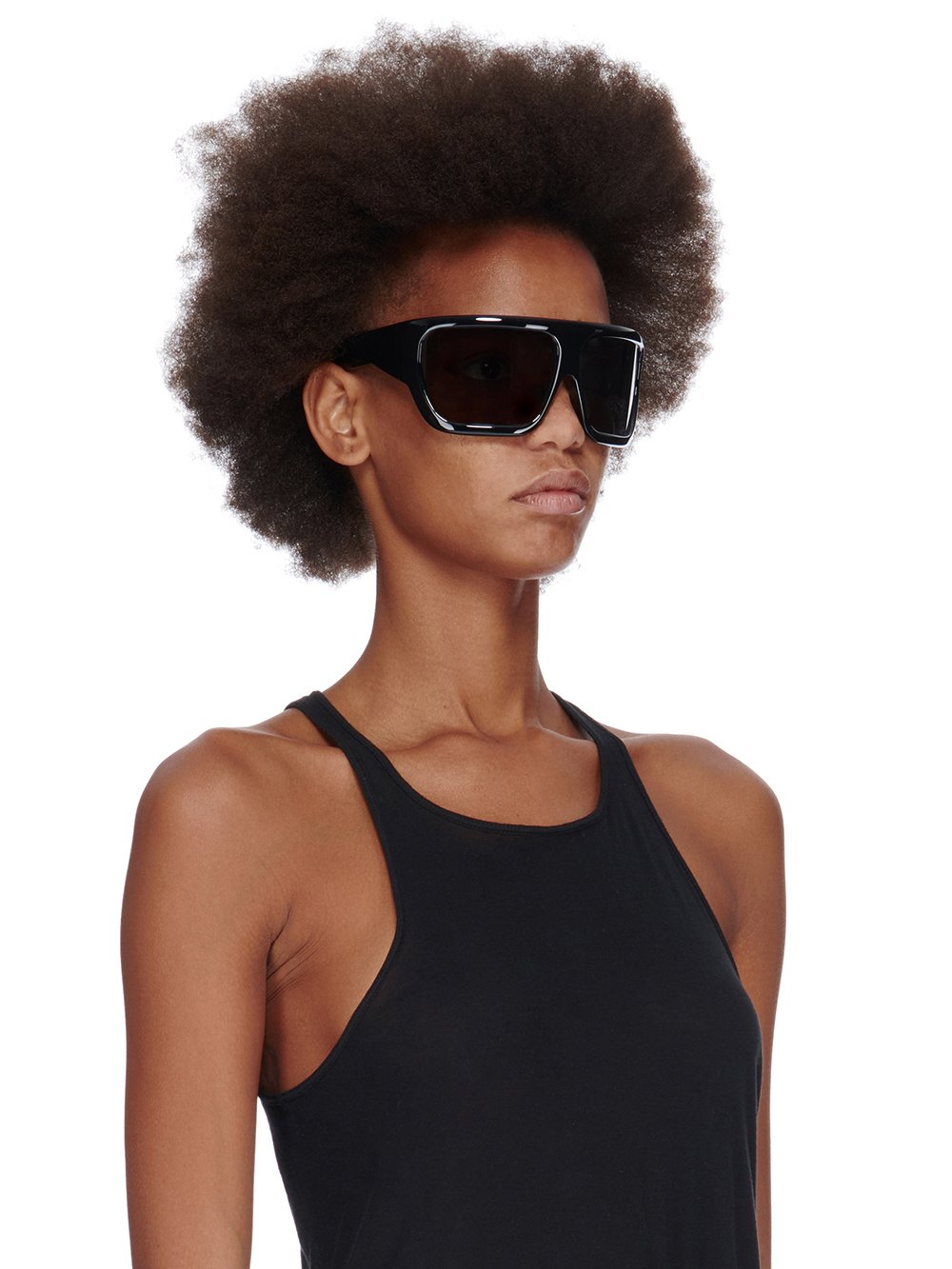 RICK OWENS DAVIS SUNGLASSES IN SHINY BLACK