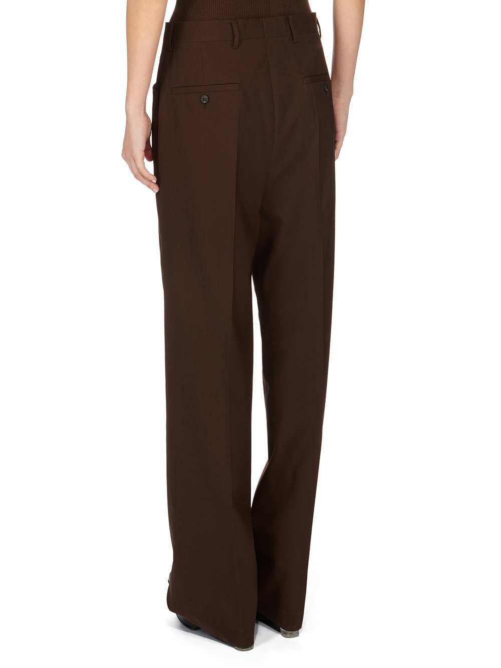 RICK OWENS FW23 LUXOR MASTODON TROUSERS IN BROWN PAPER FINISH WOOL