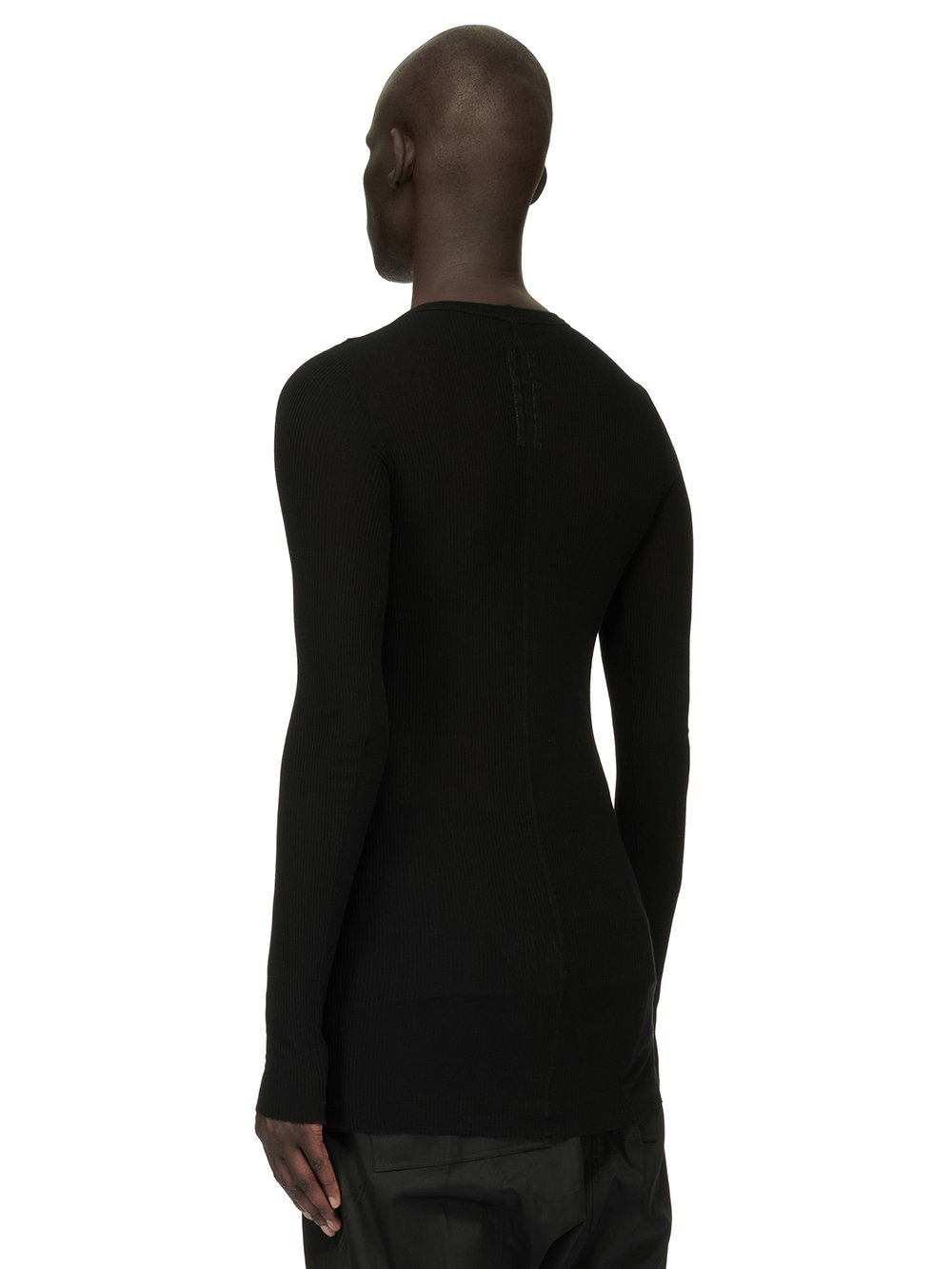 RICK OWENS FOREVER RIB LS T IN BLACK VISCOSE SILK RIB JERSEY