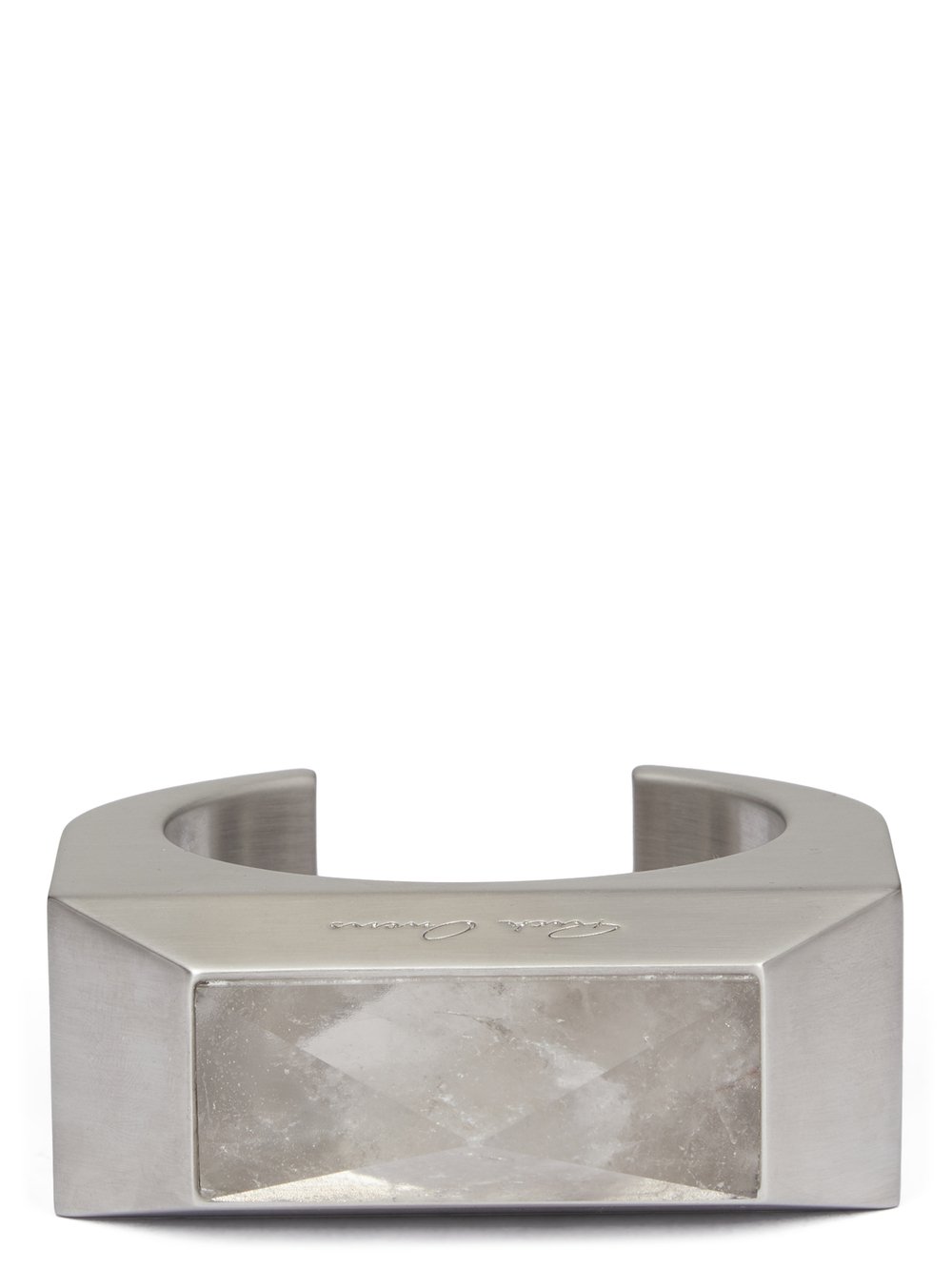 RICK OWENS CRYSTAL PYRAMID BRACELET IN ALUMINIUM AND ROCK CRYSTAL