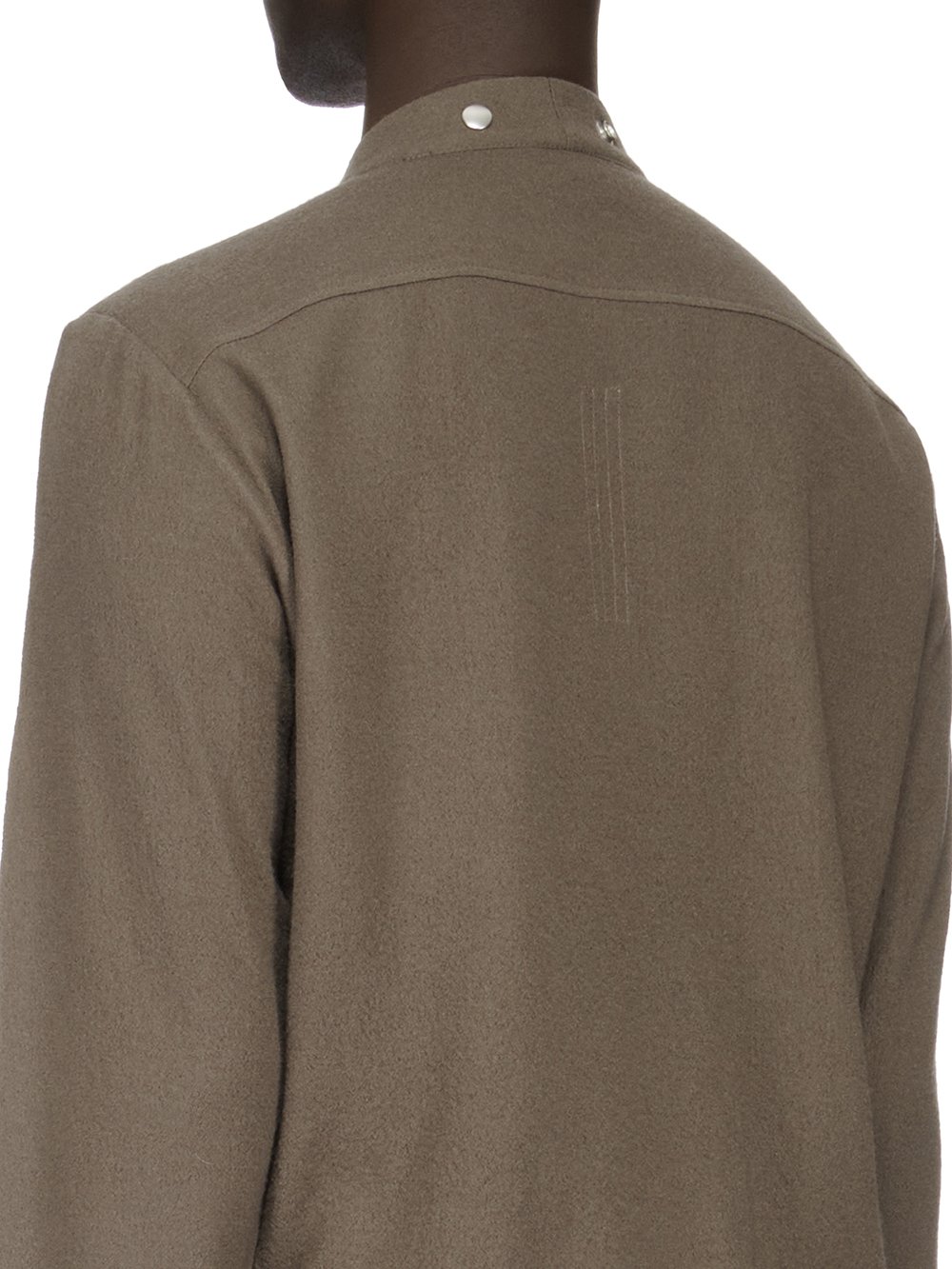 RICK OWENS FW23 LUXOR FOGPOCKET SHIRT LARRY IN DUST GREY SOFT WOOL FLANNEL