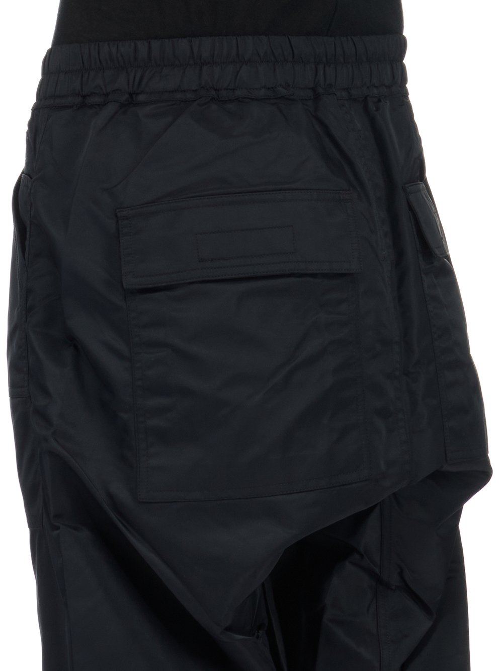 RICK OWENS FW23 LUXOR CLASSIC CARGO CROPPED DRAWSTRING IN BLACK RECYCLED BOMBER