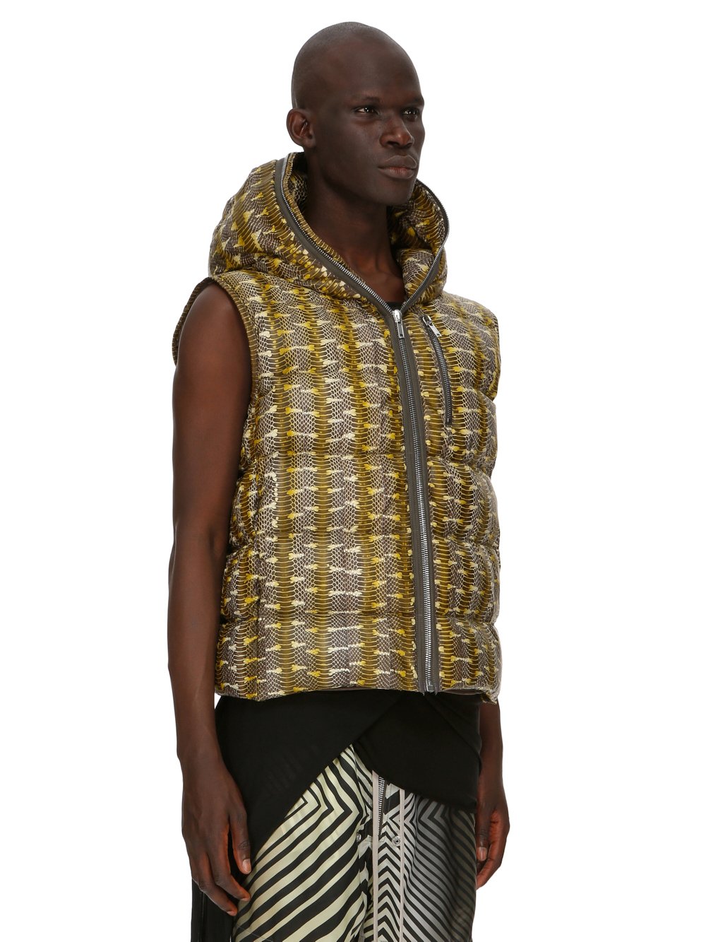 RICK OWENS FW23 LUXOR SEALED VEST IN ACID STRIPE BOIGA SNAKE