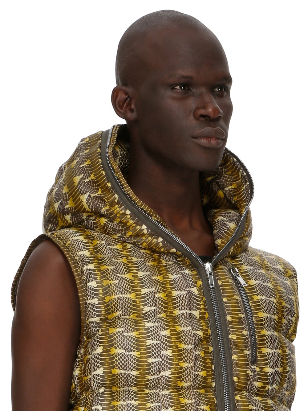 RICK OWENS FW23 LUXOR SEALED VEST IN ACID STRIPE BOIGA SNAKE