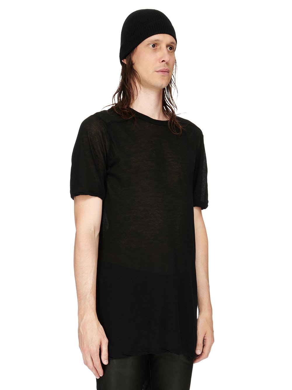 RICK OWENS FW23 LUXOR HAT IN BLACK LIGHTWEIGHT RIBBED KNIT