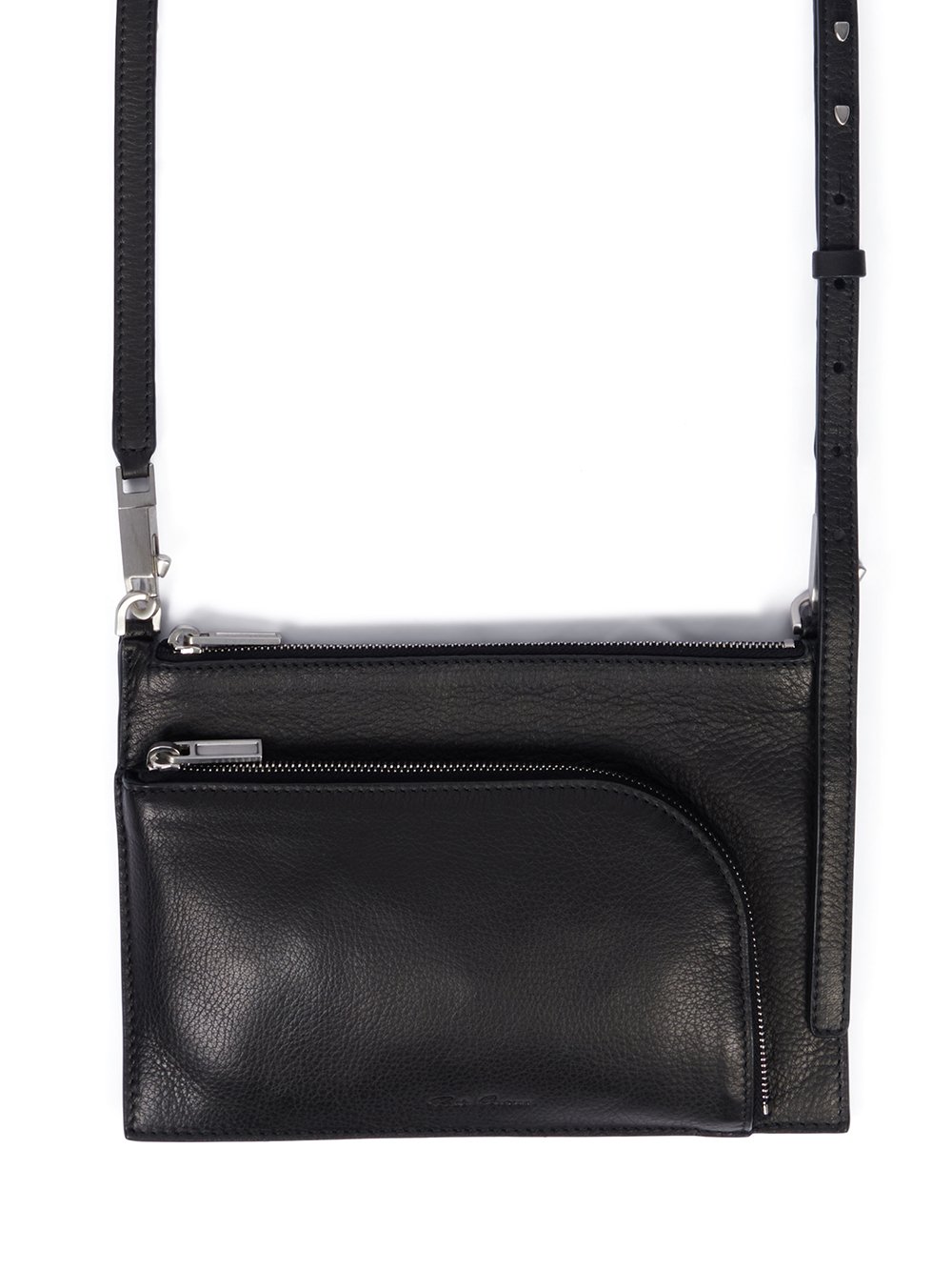 RICK OWENS FW23 LUXOR CLUB POUCH IN BLACK SOFT GRAIN COW LEATHER