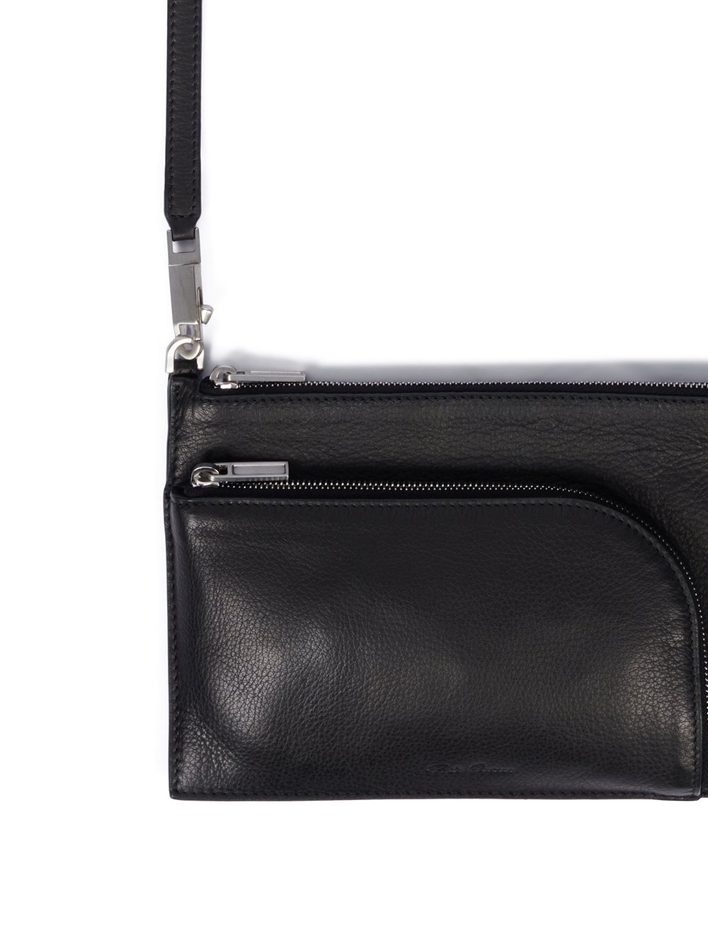 RICK OWENS FW23 LUXOR CLUB POUCH IN BLACK SOFT GRAIN COW LEATHER