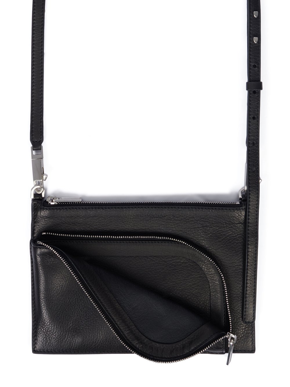 RICK OWENS FW23 LUXOR CLUB POUCH IN BLACK SOFT GRAIN COW LEATHER