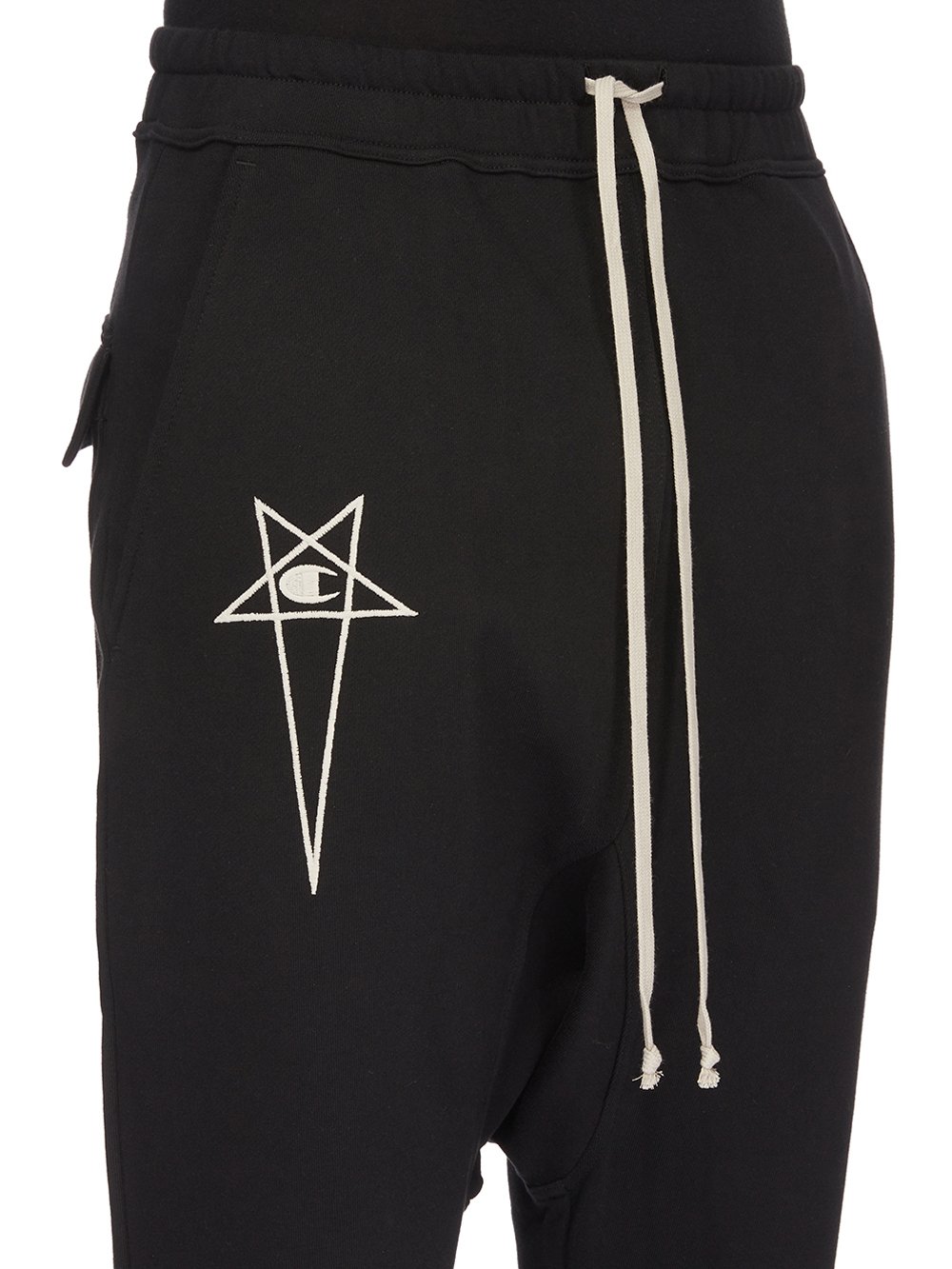 CHAMPION X RICK OWENS PRISONER DRAWSTRING IN BLACK COMPACT COTTON FELPA