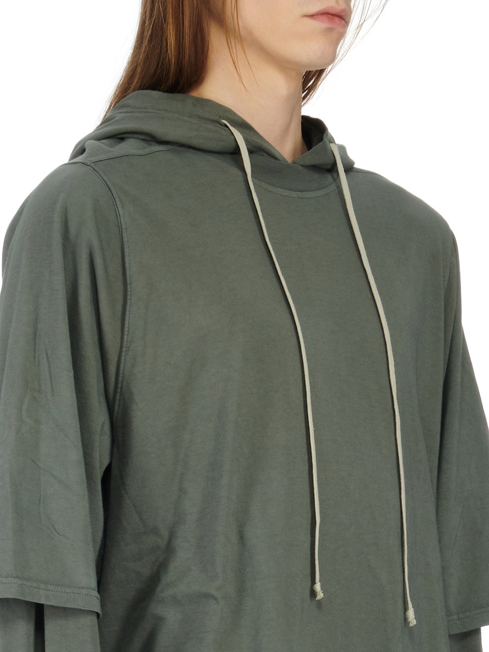 RICK OWENS FW23 LUXOR HUSTLER HOODIE IN HUSTLER BLUE MEDIUM WEIGHT COTTON JERSEY