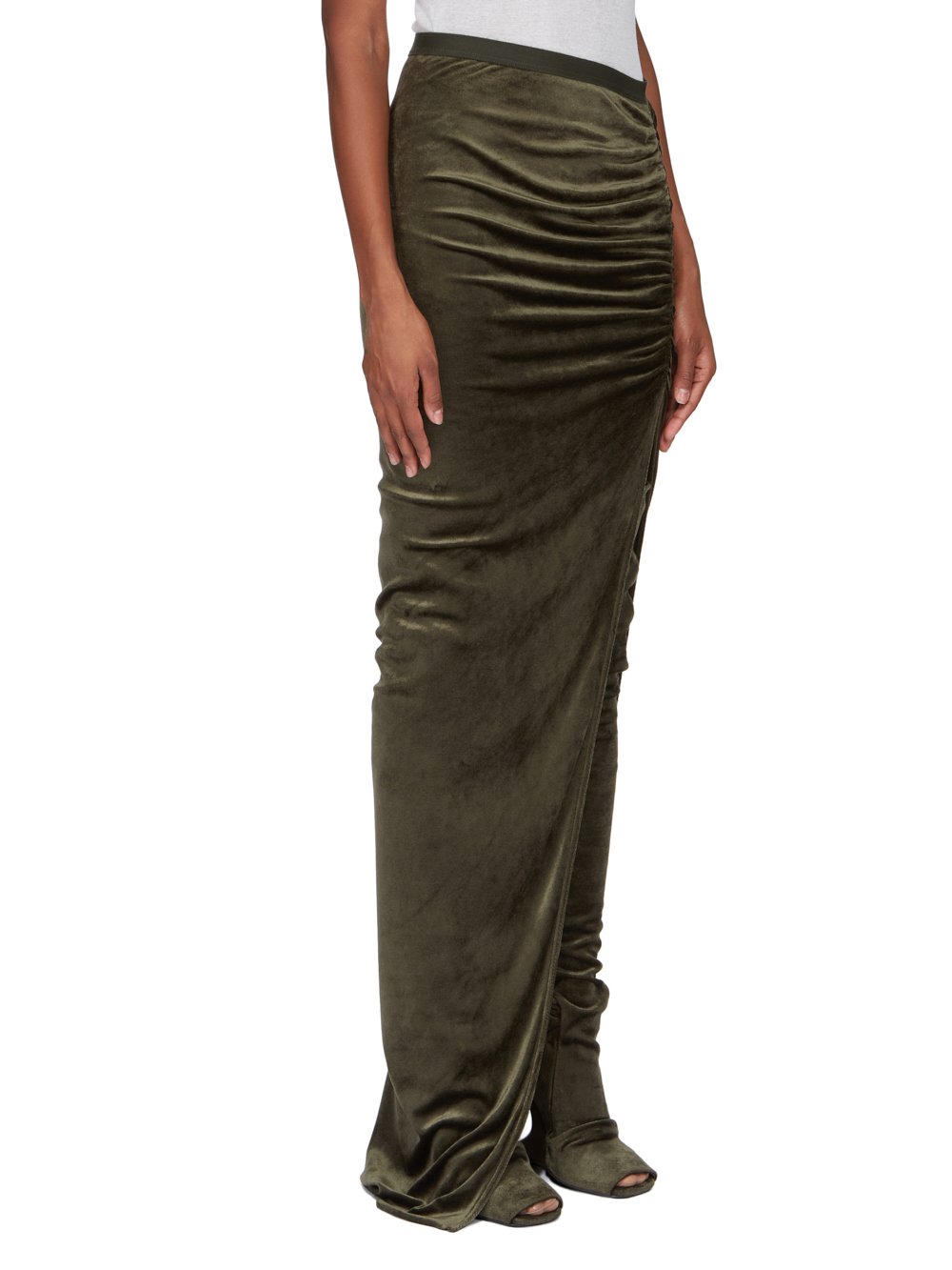 RICK OWENS LILIES FW23 LUXOR SVITA SKIRT IN FOREST VELVET JERSEY